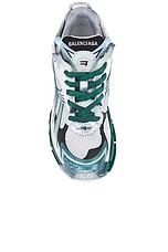 Balenciaga Runner in White, Green, & Blue, view 4, click to view large image.