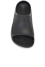 Balenciaga Pool Crocs Slide in Black, view 4, click to view large image.