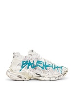 Balenciaga Runner Sneaker in White & Blue, view 1, click to view large image.