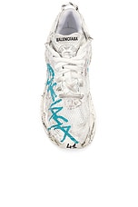 Balenciaga Runner Sneaker in White & Blue, view 4, click to view large image.