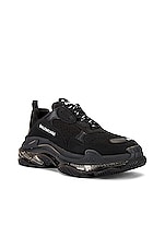 Balenciaga Triple S Clear Sole in Black, view 2, click to view large image.