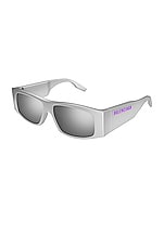 Balenciaga LED Rectangular Sunglasses in Silver, view 4, click to view large image.