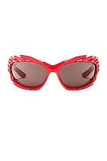 Balenciaga Spike Geometrical Sunglasses in Red, view 1, click to view large image.