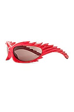 Balenciaga Spike Geometrical Sunglasses in Red, view 2, click to view large image.