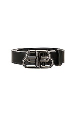Balenciaga Bb 25 Belt in Black, view 3, click to view large image.