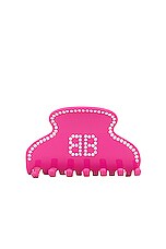 Balenciaga Holli Bb Grip Hair Clip in Pink & Crystal, view 1, click to view large image.