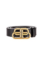 Balenciaga BB Thin Belt in Black, view 3, click to view large image.