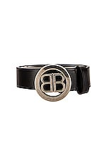 Balenciaga Circled BB Belt in Black, view 3, click to view large image.