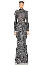 Balenciaga Maxi Dress in Black & Silver, view 1, click to view large image.
