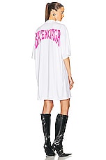 Balenciaga T Shirt Dress in White & Pink, view 1, click to view large image.