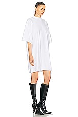 Balenciaga T Shirt Dress in White & Pink, view 3, click to view large image.