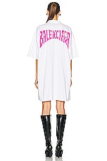 Balenciaga T Shirt Dress in White & Pink, view 4, click to view large image.