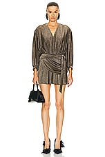 Balenciaga V Neck Mini Dress in Black & Gold, view 1, click to view large image.