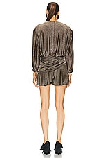 Balenciaga V Neck Mini Dress in Black & Gold, view 4, click to view large image.