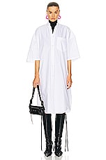 Balenciaga Short Sleeve Cocoon Dress in White, view 1, click to view large image.