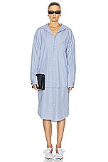 Balenciaga Layered Shirt Dress in Sky Blue & White, view 1, click to view large image.