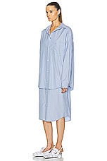 Balenciaga Layered Shirt Dress in Sky Blue & White, view 3, click to view large image.