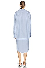 Balenciaga Layered Shirt Dress in Sky Blue & White, view 4, click to view large image.