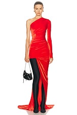 Balenciaga Asymmetric Dress in Red, view 2, click to view large image.