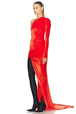 Balenciaga Asymmetric Dress in Red, view 4, click to view large image.