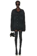 Balenciaga Cut Up Mini Dress in Black, view 4, click to view large image.