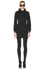 Balenciaga Fitted Hoodie Dress in Washed Black, view 4, click to view large image.
