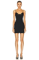 Balenciaga Strap Mini Dress in Washed Black, view 1, click to view large image.