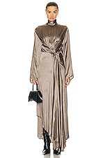 Balenciaga Front Drape Dress in Dark Beige, view 1, click to view large image.