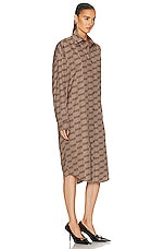 Balenciaga Long Sleeve Cocoon Dress in Beige & Brown, view 2, click to view large image.