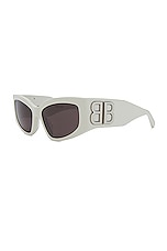 Balenciaga Bossy Cat Eye Sunglasses in White & Grey, view 2, click to view large image.