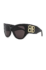 Balenciaga Bossy Butterfly Sunglasses in Black & Gold, view 2, click to view large image.