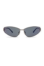 Balenciaga Oval Sunglasses in Black, view 1, click to view large image.