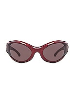 Balenciaga Dynamo Geometrical Sunglasses in Burgundy, view 1, click to view large image.