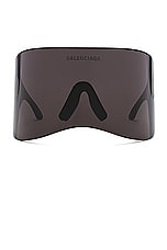 Balenciaga Mask Rectangular Sunglasses in Grey, view 1, click to view large image.