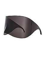 Balenciaga Shield Sunglasses in Grey, view 2, click to view large image.