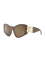 Balenciaga Cat Eye Sunglasses in Brown & Bronze, view 2, click to view large image.
