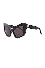 Balenciaga Monaco Cat Eye Sunglasses in Black & Grey, view 2, click to view large image.