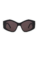 Balenciaga Edgy Geometrical Sunglasses in Black & Grey, view 1, click to view large image.