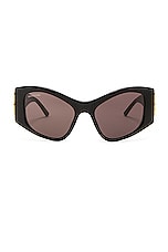Balenciaga Dynasty Cat Eye Sunglasses in Black & Grey, view 1, click to view large image.