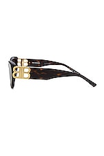 Balenciaga Dynasty Rectangular Sunglasses in Havana & Brown, view 3, click to view large image.