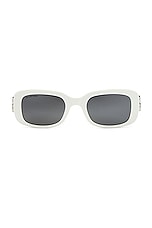 Balenciaga Rectangular Sunglasses in White & Silver, view 1, click to view large image.