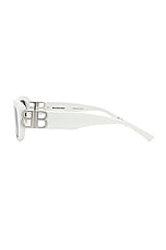Balenciaga Dynasty Rectangular Sunglasses in White & Silver, view 3, click to view large image.