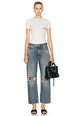 Balenciaga Buckle Loose Fit Straight Leg in Sun Bleached Blue, view 5, click to view large image.