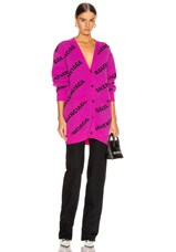 【送料&関税込】Balenciaga Wrap Cardigan Balenciaga Long Sleeve Logo Cardigan in Pink & Black | FWRD