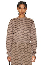 Balenciaga Long Sleeve Crewneck Sweater in Beige & Brown, view 1, click to view large image.