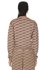 Balenciaga Long Sleeve Crewneck Sweater in Beige & Brown, view 3, click to view large image.