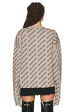Balenciaga All Over Crewneck in Dark Beige & Black, view 3, click to view large image.