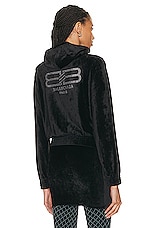 Balenciaga Fitted Zip Up Hoodie in Black, view 1, click to view large image.