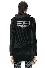 Balenciaga Fitted Zip Up Hoodie in Black, view 4, click to view large image.
