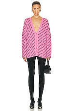 Balenciaga All Over Cardigan in Pink & Black, view 4, click to view large image.